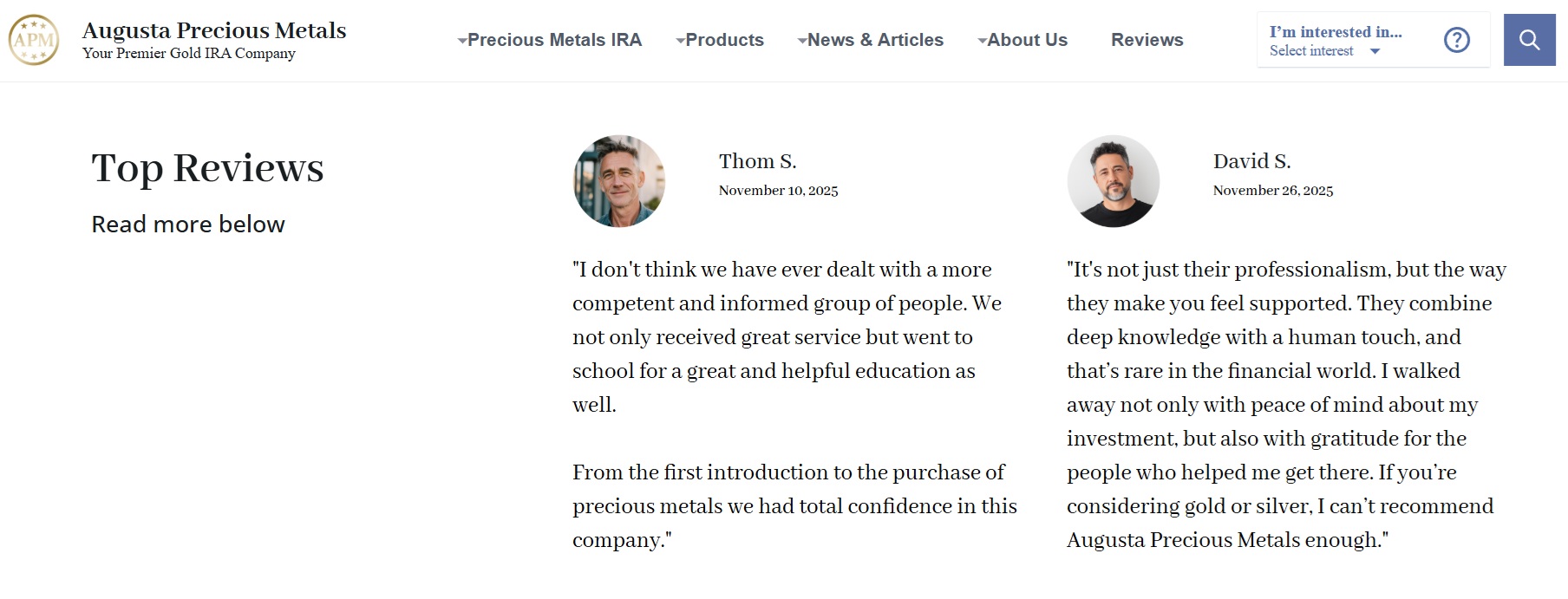 Augusta Precious Metals Customer Reviews